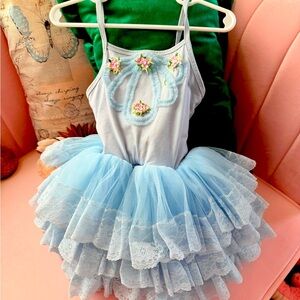 Dollcake Two Peas in a Pod light  blue  Tutu Dress Girls NWT sz 4